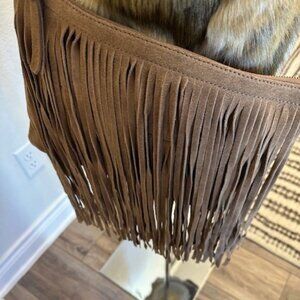 Womens Frangetta Fringe Bag Chicos Cognac NWT